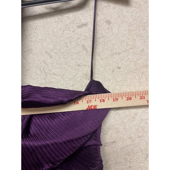 NEW! Show PO Marlette Midi Pleated Open Back Halter Dress Purple Women's 14 - Picture 8 of 12